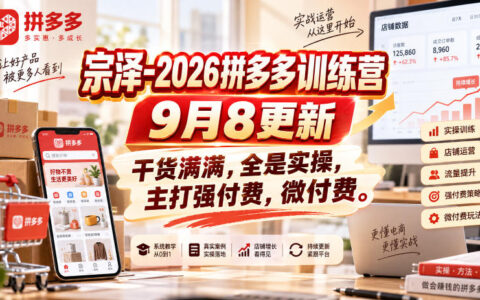 宗泽2026拼多多训练营9月8日更新：实操干货满满，强付费与微付费打法详解