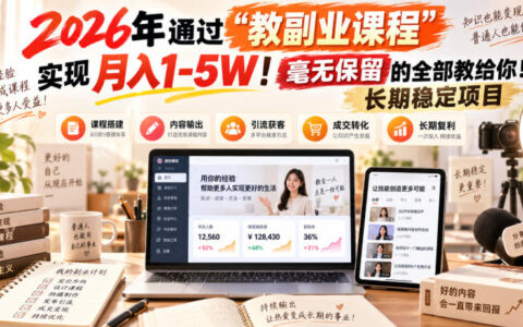 如何在2026年通过教副业课程做到月入1-5W？我把长期稳定的可复制打法全盘拆解