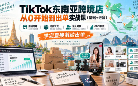 从0起步做TikTok东南亚跨境店：基础+进阶实战全流程（店铺搭建｜选品发货｜达人对接｜GMV投流），学完直接落地出单