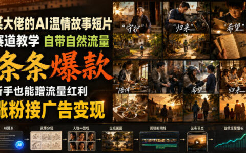 AI温情故事短片赛道实战拆解：自带自然流量，爆款频出，新手也能蹭红利、涨粉接广告变现（持续更新）