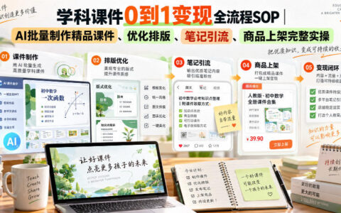 从0到1用AI做学科课件并变现：批量制作、排版优化、笔记引流到上架的全流程实操指南