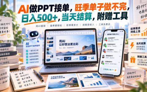 AI做PPT副业实操：旺季爆单接不停，日入500+当天结，工具清单与流程拆解【揭秘】