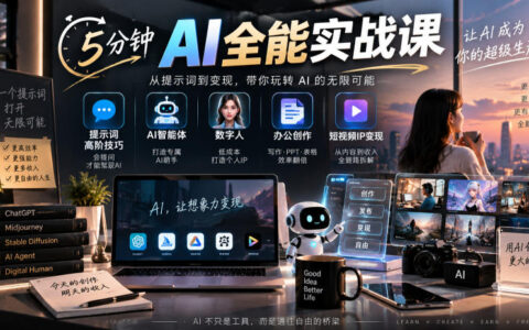 5分钟带你玩转AI：提示词高阶技巧、AI智能体与数字人，办公创作与短视频IP变现全攻略