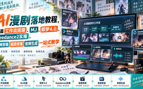 手把手教你做AI漫剧：工作流搭建、MJ、即梦4.0、Seedance2实操到剪辑修复与音频生成的一站式指南
