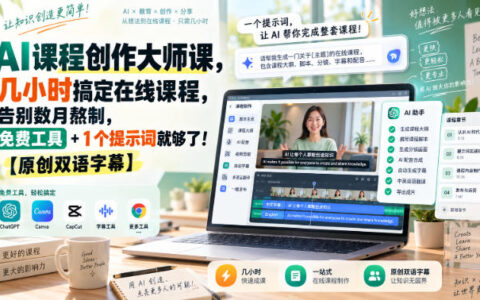 AI课程制作速成课：免费工具配1条提示词，几小时完成在线课程，告别数月打磨（原创双语字幕）