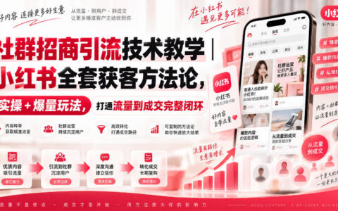 小红书社群招商引流怎么做？全套获客方法论+实操爆量玩法，一文打通流量到成交闭环
