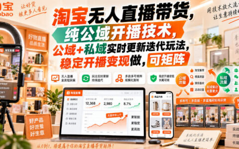 淘宝无人直播带货还能稳定变现吗？纯公域开播技术与公私域迭代玩法、矩阵打法揭秘