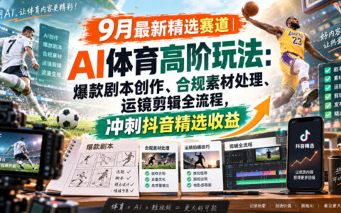 9月AI体育赛道顶级打法：爆款剧本、版权合规与运镜剪辑全流程，稳拿抖音精选收益