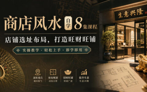 如何用风水打造旺财旺铺？店铺选址与布局自学8集实操课