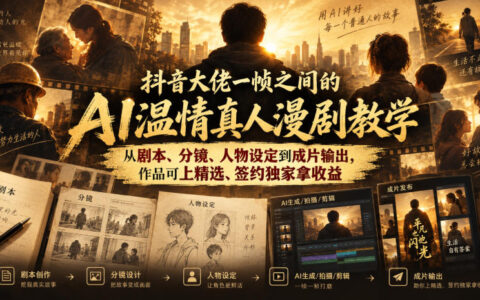 如何用AI做出温情真人漫剧？跟抖音大佬「一帧之间」从剧本、分镜、人物设定到成片全流程教学，作品可上精选、签约独家拿收益