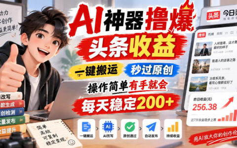 号称一键搬运、秒过原创的AI神器，真能在头条稳定日入200+吗？