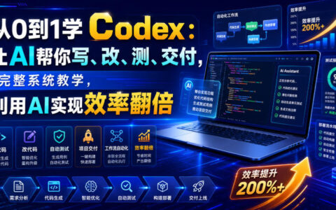 从0到1掌握Codex：AI帮你写、改、测、交付，系统教学让效率翻倍（0918更新）