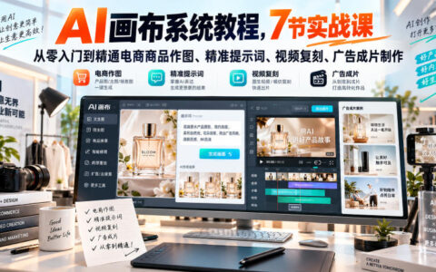 7节实战带你从零精通AI画布：电商商品作图、精准提示词、视频复刻与广告成片