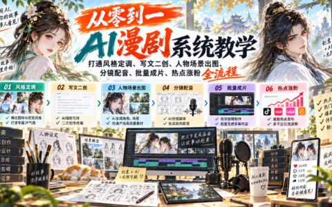 保姆级从0到1AI漫剧全流程：风格定调、二创写作、人物场景出图、分镜配音、批量成片与热点涨粉