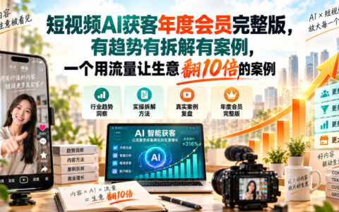 短视频+AI获客年度会员版全攻略：趋势洞察、实操拆解与让生意翻10倍的流量案例