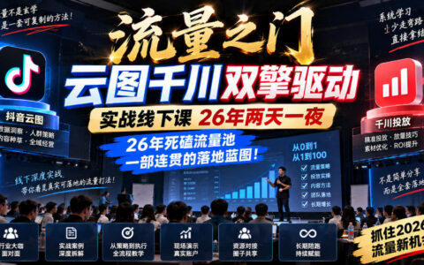 如何用云图千川双擎驱动打开流量之门：两天一夜带你走完26年死磕流量池的连贯落地蓝图