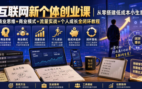 互联网新个体创业指南：从零构建低成本小生意，商业思维/商业模式/流量实战与个人成长全闭环（0922更新）