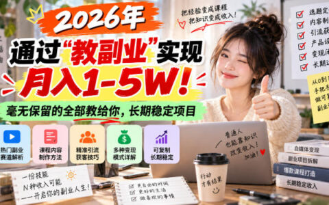 2026年如何靠“教副业”实现月入1-5W？无保留实操拆解与长期稳定项目指南