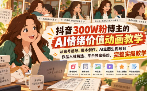 如何用AI做情绪价值动画？抖音300万粉博主的起号到独家签约全流程实操指南