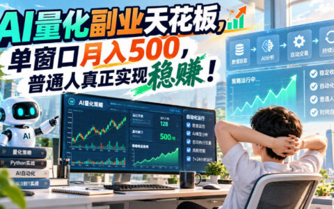 AI量化副业天花板？单窗口月入500的可复制路径，普通人如何稳赚【揭秘】