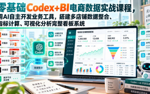 从0到1用AI自研电商BI：Codex实战打造多店铺数据整合、指标计算与可视化看板系统