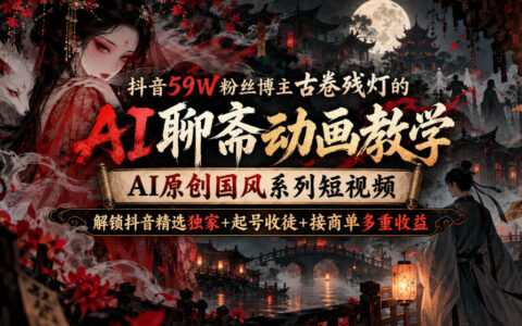 古卷残灯如何用AI做聊斋动画？抖音59万粉博主的国风短视频教学与精选独家、起号收徒、商单变现路径