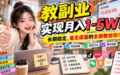 如何通过“教副业”实现月入1-5W？长期稳定的可复制路径与细节，无保留拆解