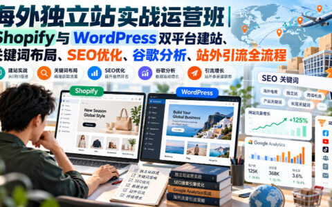 从0到1搭建海外独立站：Shopify/WordPress建站+关键词布局+SEO+谷歌分析+站外引流全流程指南