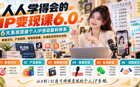 人人都能上手的IP变现6.0：6大系统搭建个人IP自动盈利体系，赛道定位、产品矩阵、短视频直播、私域裂变与招商全流程