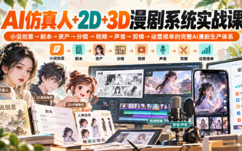 如何用AI从零搭建仿真人+2D+3D漫剧生产体系（无水印）：从小说创意到剧本、资产、分镜、视频、声音、剪辑再到运营接单的实战全流程