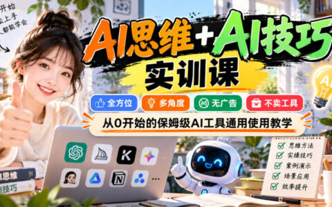 保姆级AI工具通用课：从0开始的AI思维与技巧实训（全方位多角度｜无广告不卖工具｜无水印）