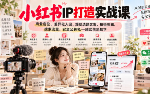 如何系统打造小红书IP？从商业定位、人设差异化、爆款选题文案到拍摄剪辑、搜索流量与安全公转私的一站式实战