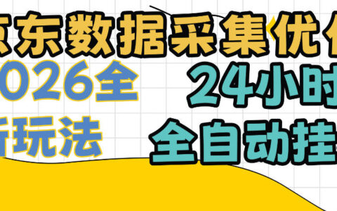 京东数据采集优化做到单机日入300+？24小时纯挂机项目实操揭秘
