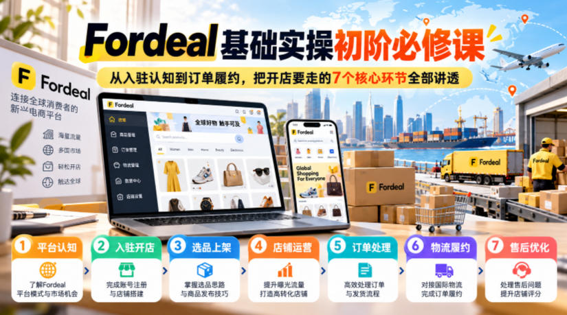 Fordeal基础实操初阶必修课，从入驻认知到订单履约，把开店要走的7个核心环节全部讲透