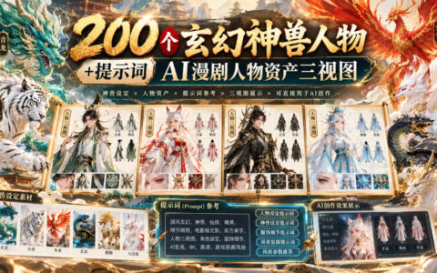 200个玄幻神兽角色大合集：附AI提示词与漫剧人物资产三视图