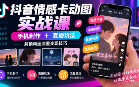 如何在抖音用手机制作情感卡动图，并借助直播实现动图流量变现？