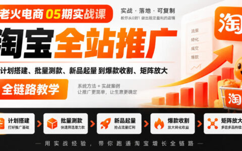 一文搞懂淘宝全站推广：计划搭建、批量测款→新品起量→爆款收割，矩阵放大全链路实战
