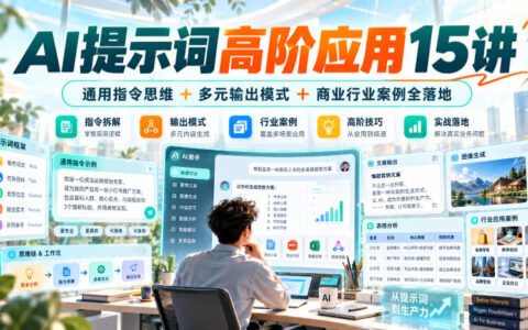 AI提示词进阶15讲：通用指令思维、多元输出模式与商业行业案例全落地