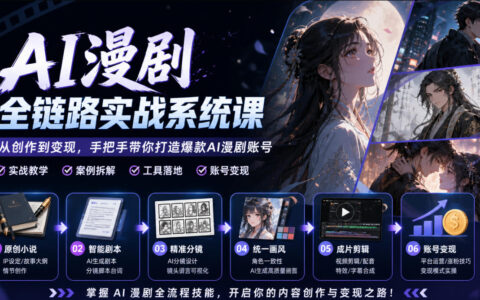 如何用AI做出一部漫剧？从原创小说、智能剧本、精准分镜、统一画风到成片剪辑与账号变现的全链路实战课
