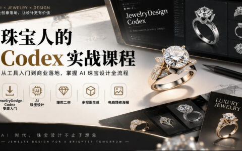 从安装到爆款二创：JewelryDesign Codex驱动的AI珠宝设计与多视图生成、电商精修海报全链路实战