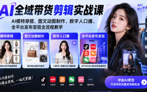 AI全域带货怎么做？从AI模特穿搭、图文动图、数字人口播到全平台发布变现全流程