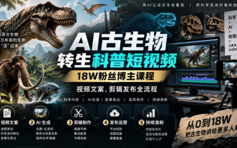 AI让古生物“转生”的科普短视频怎么做？18万粉博主分享从文案到剪辑发布的全流程