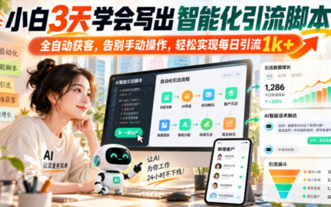 从0到1：小白3天写出智能引流脚本，全自动获客，日引1k+实操指南