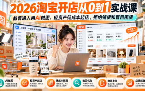 普通人如何在2026从0到1开淘宝店：AI做图+轻资产低成本起步，不铺货不囤货