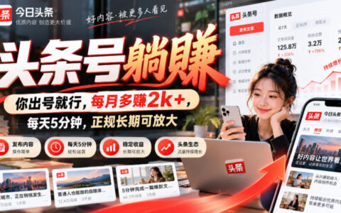 头条号真的只需出号就能躺赚？每天5分钟、月增收2000+的正规可放大玩法揭秘