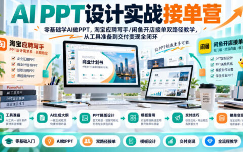 手把手教你用AI做PPT接单：零基础也能通过淘宝写手/闲鱼开店双路径，从工具准备到交付变现全闭环