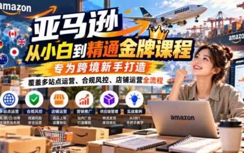 从0到1精通亚马逊：跨境新手必修金牌课，覆盖多站点运营、合规风控与店铺全流程