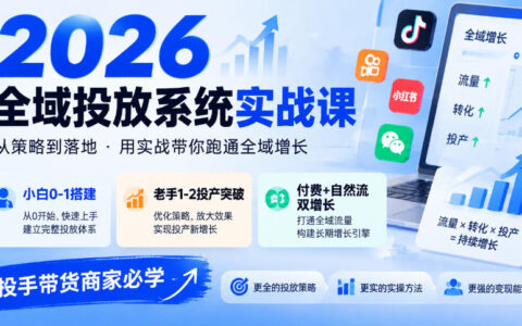 2026如何搭建全域投放系统，实现付费+自然流双增长？小白0-1、老手1-2投产突破全指南