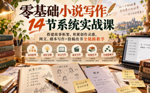 小白写小说怎么系统入门？14节实战课搭建故事框架、积累灵感，网文/剧本到投稿出书全链路