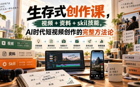 AI时代的短视频生存式创作课：视频教程+资料包+实战技能，一套完整方法论